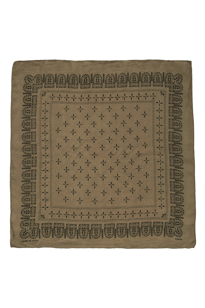 1930s Bandana, Regen Silk, Oak by OZMA, 100% Silk