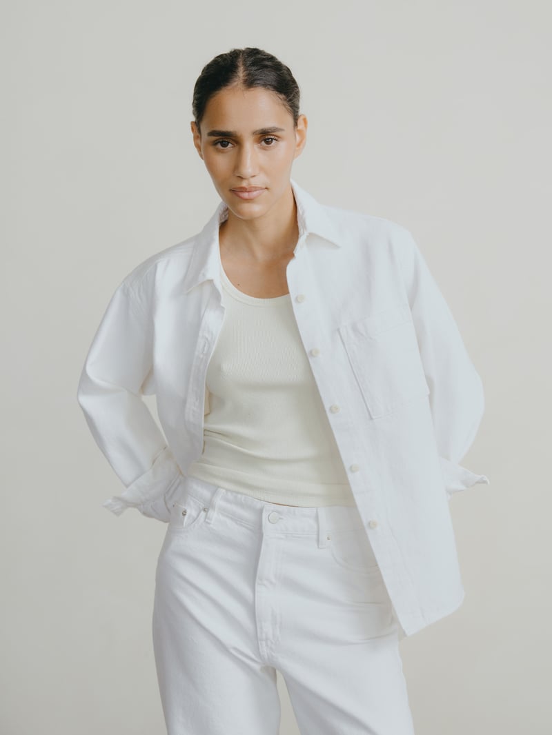 Denim Marcie Shirt, Recycled Denim, Salt by OZMA, 100% Cotton