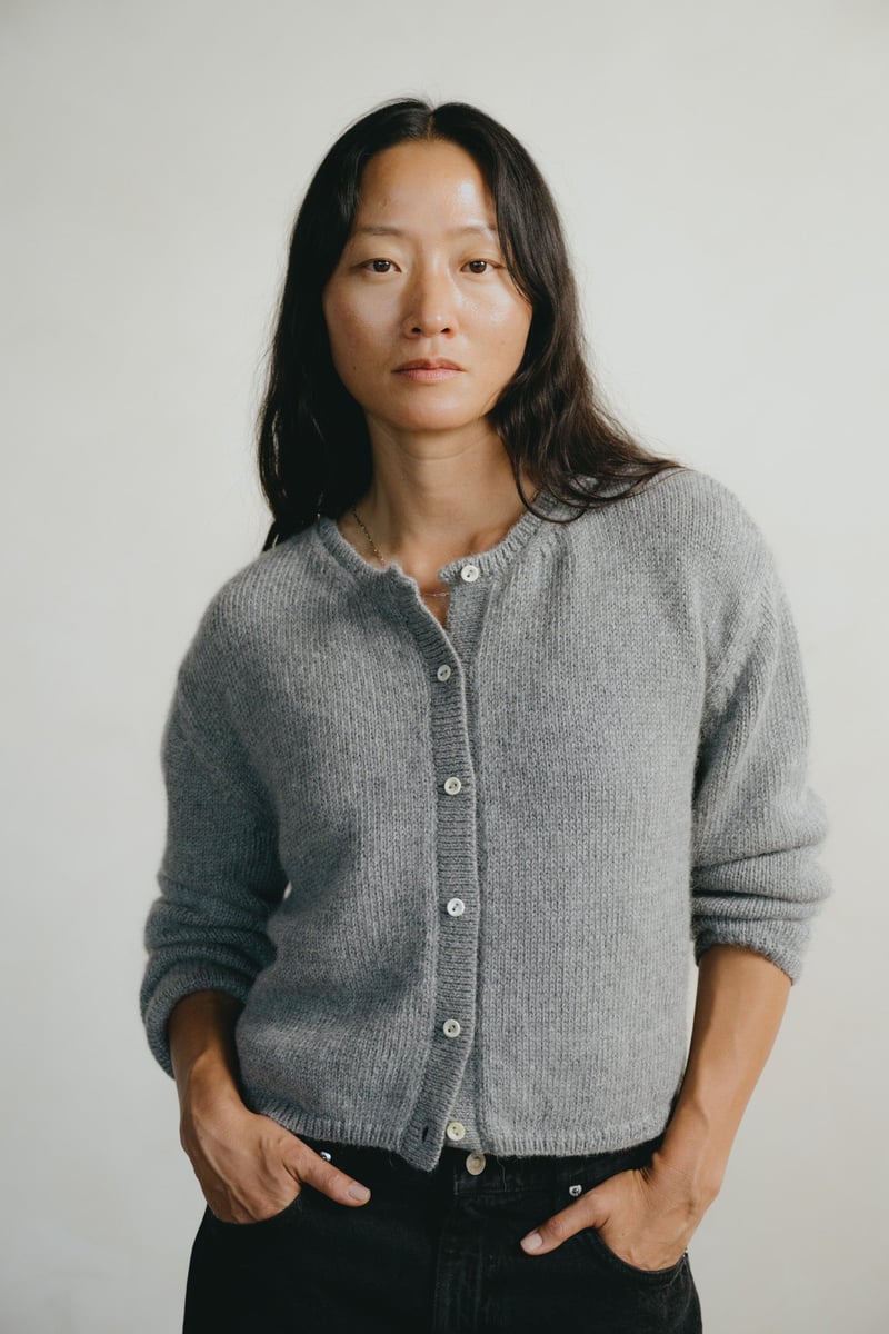 Everyday Cardigan, Baby Alpaca, Smoke by OZMA, 100% Alpaca
