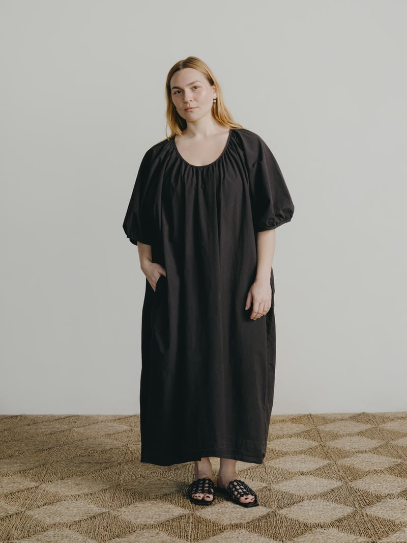 Ophelia Dress, Organic Batiste, Soft Black by OZMA, 100% Cotton