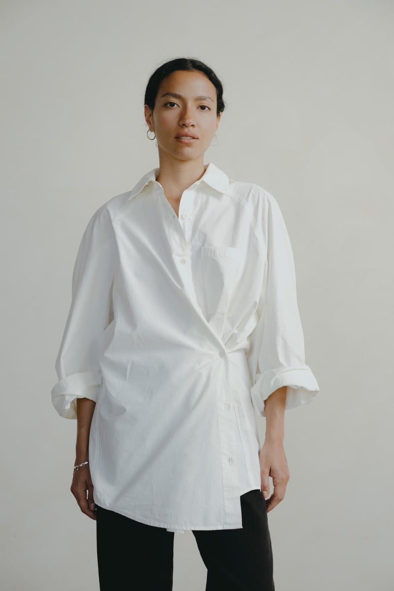 Rita Shirt, Organic Compact Poplin, Natural by OZMA, 100% Cotton