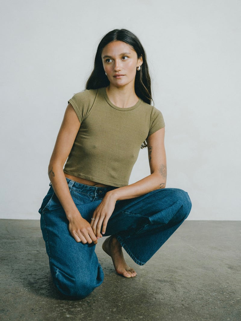 Lou Tee, Regen Silk Noil Jersey, Coffee by OZMA, 100% Silk