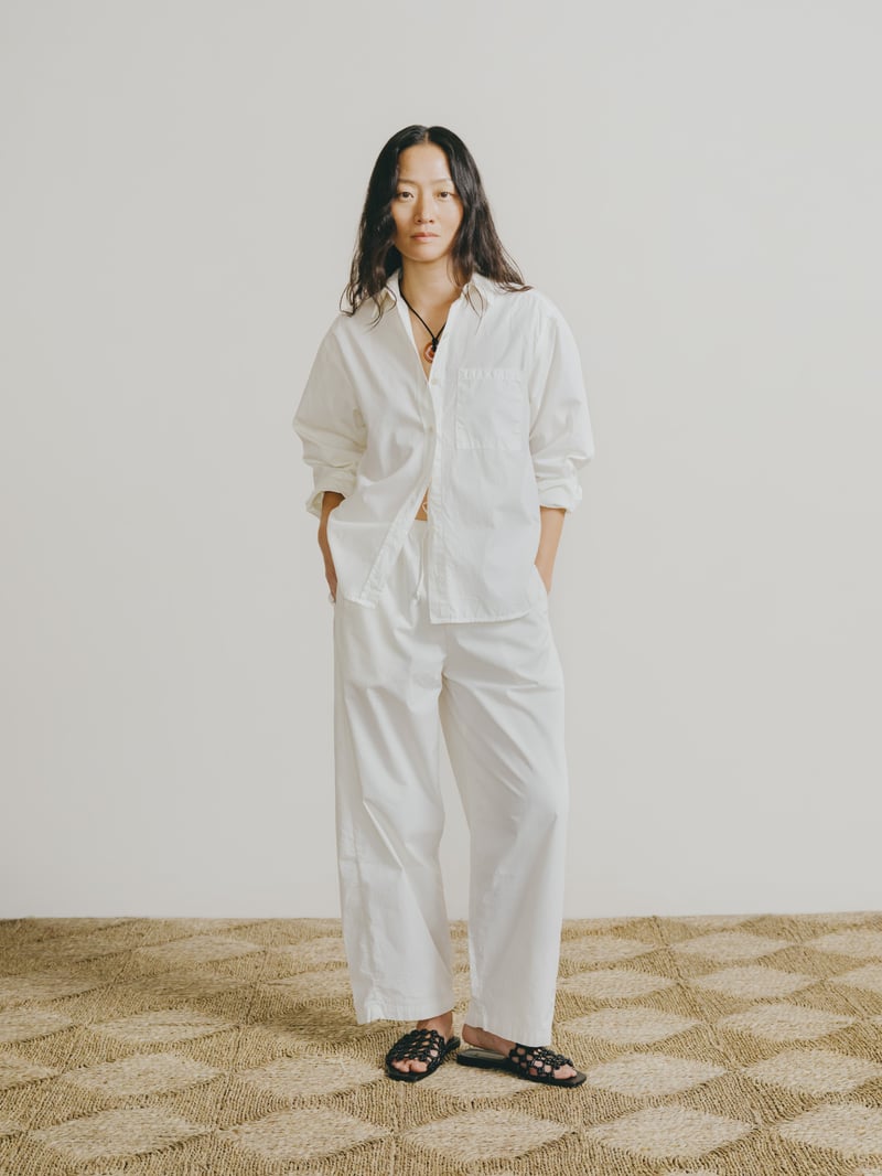 All Day Pant, Organic Poplin, Natural by OZMA, 100% Cotton