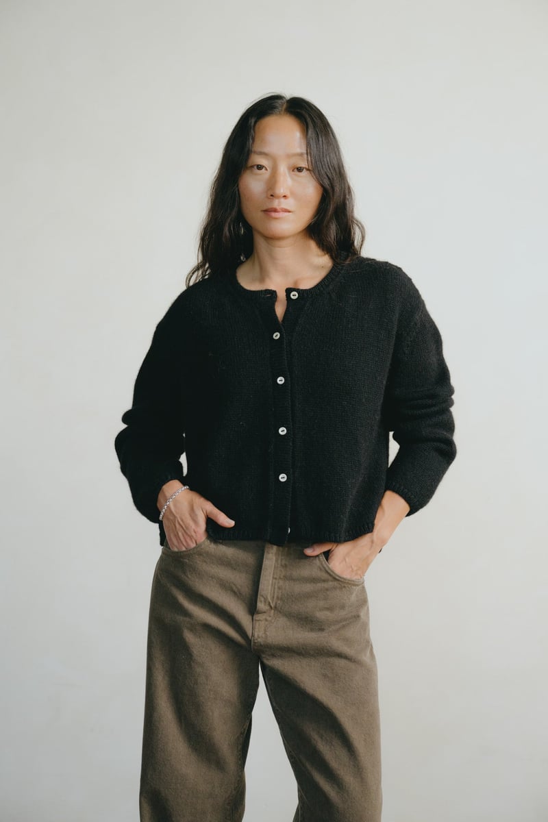 Everyday Cardigan, Baby Alpaca, Black by OZMA, 100% Alpaca