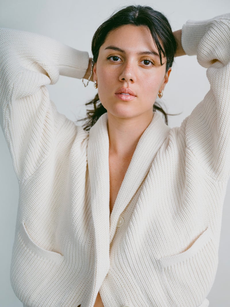 Sloan Cardigan, Organic Tanguis Cotton, Ecru by OZMA, 100% Cotton