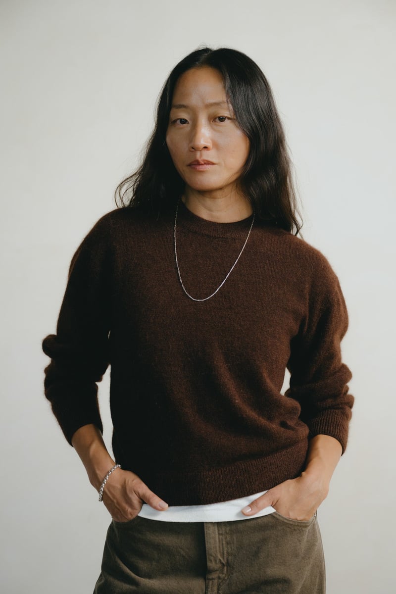 Ines Crew, Midweight Alpaca Blend, Hickory by OZMA
