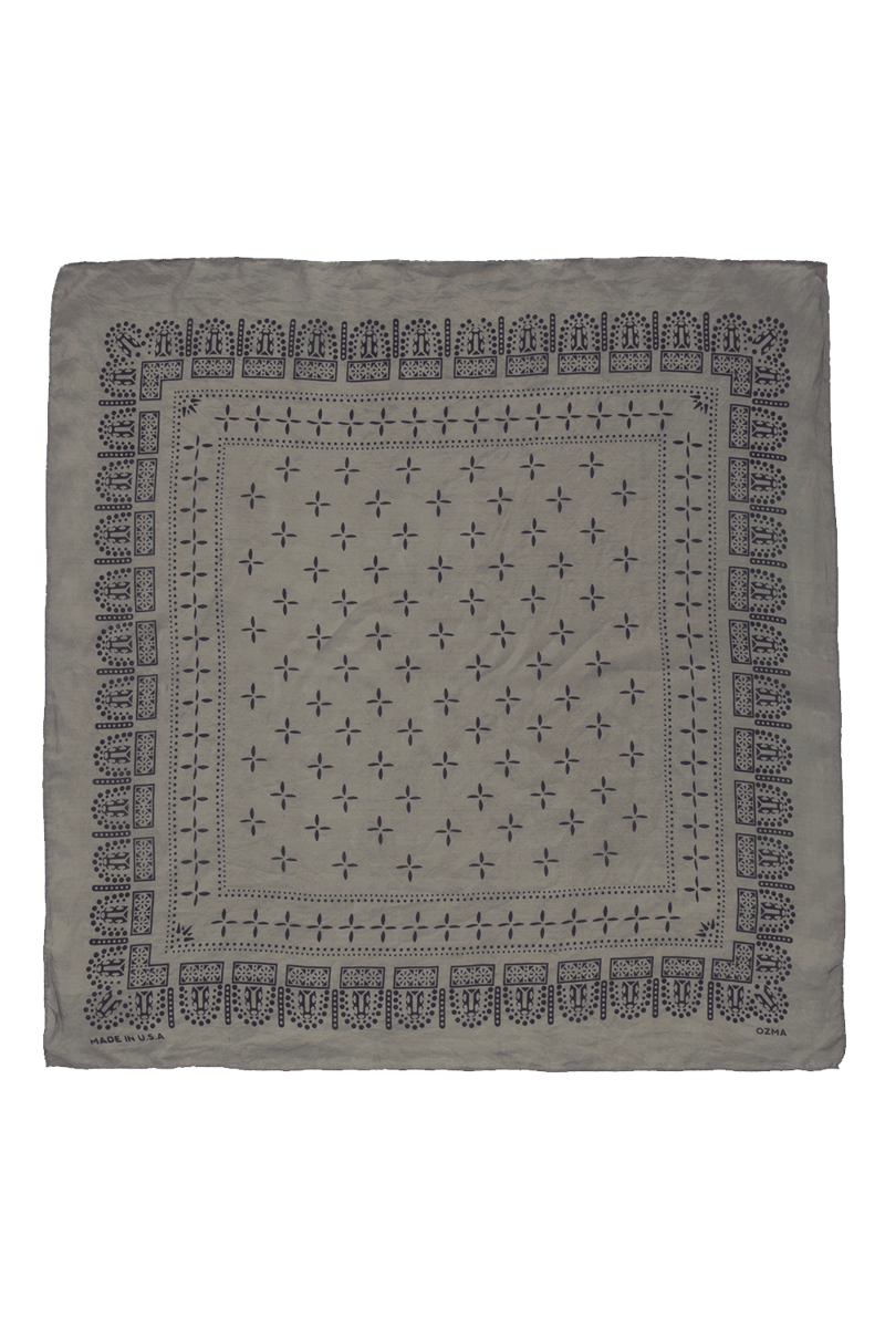 1930s Bandana, Regen Silk, Ash by OZMA, 100% Silk