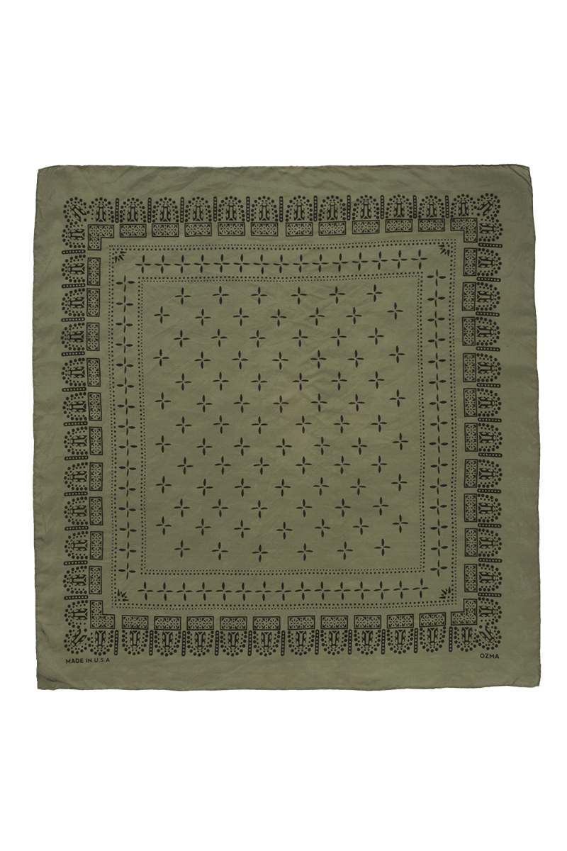 1930s Bandana, Regen Silk, Avocado by OZMA, 100% Silk