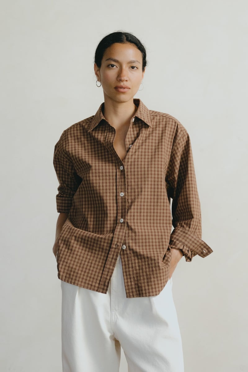Marcie Shirt, Japanese Organic Cotton, Acid Plaid by OZMA, 100% Cotton