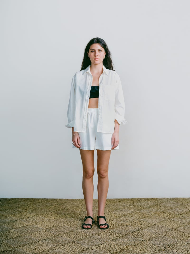 All Day Short, Organic Poplin, Natural by OZMA, 100% Cotton