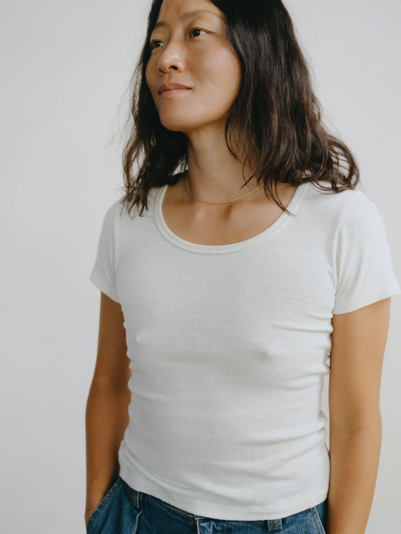 Baby Tee, Regen Silk Noil Jersey, Natural by OZMA, 100% Silk