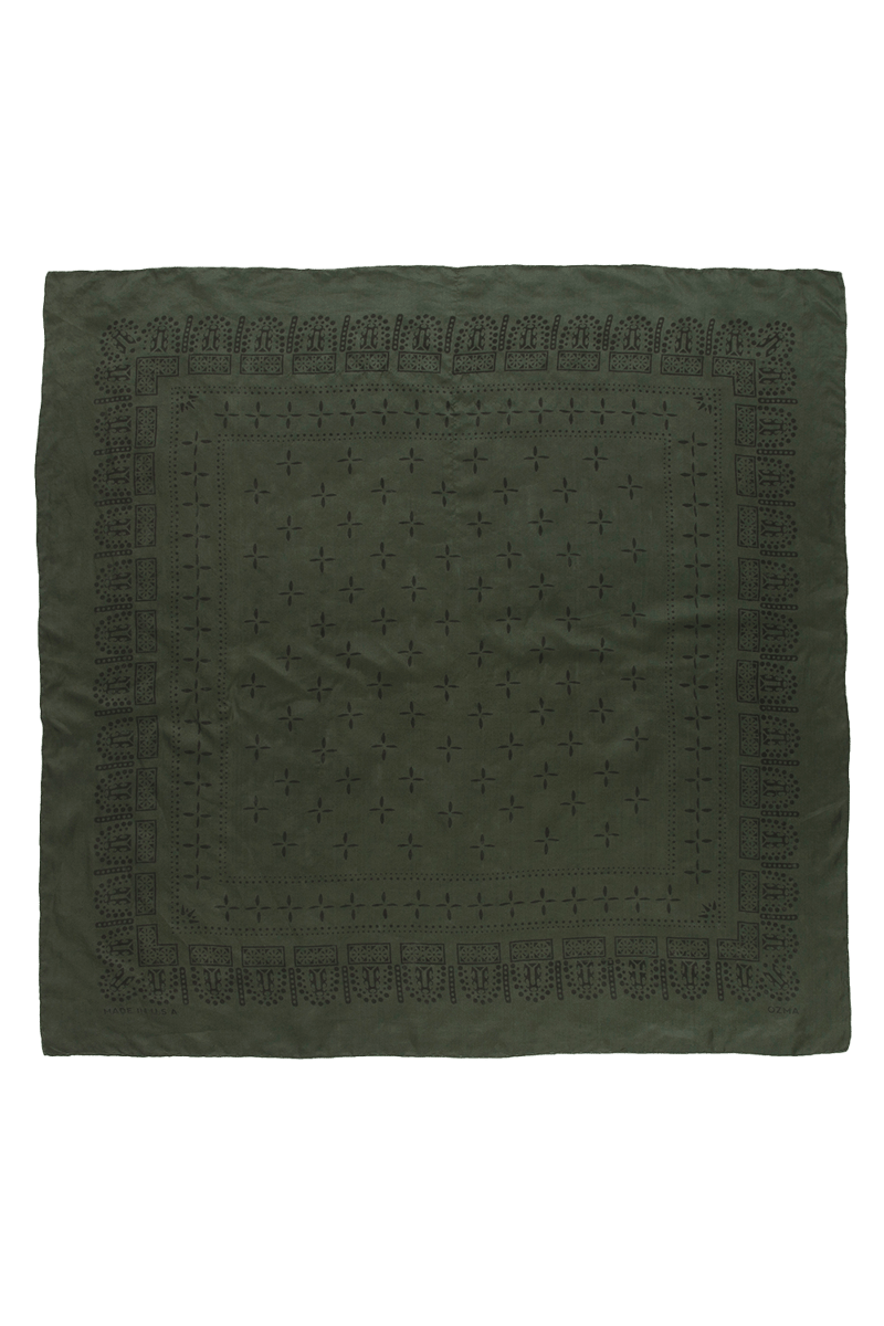 1930s Bandana, Regen Silk, Kelp by OZMA, 100% Silk