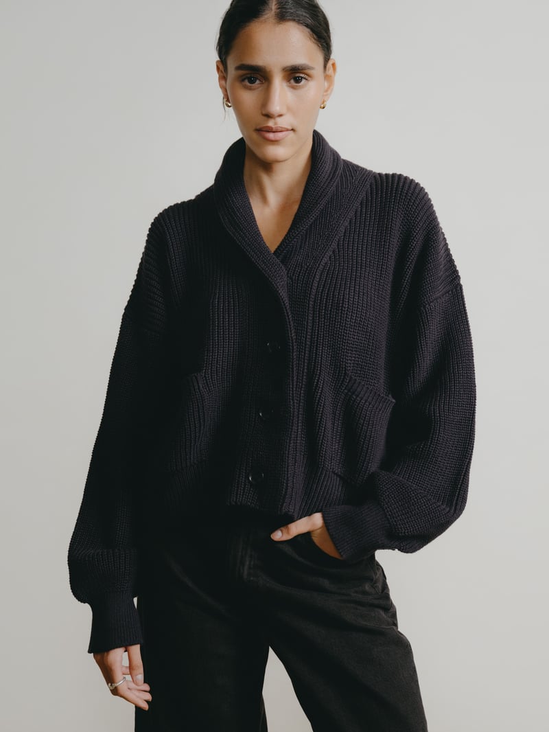 Sloan Cardigan, Organic Tanguis Cotton, Navy by OZMA, 100% Cotton