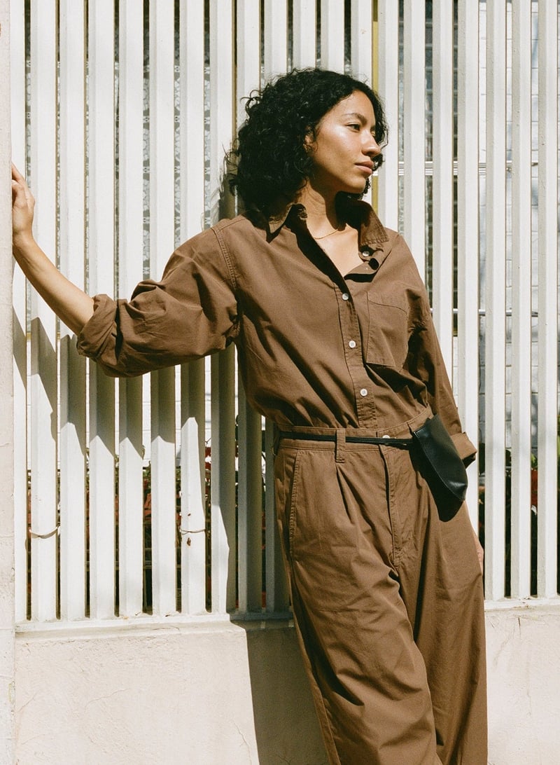 Marcie Shirt, Organic Poplin, Clay by OZMA, 100% Cotton