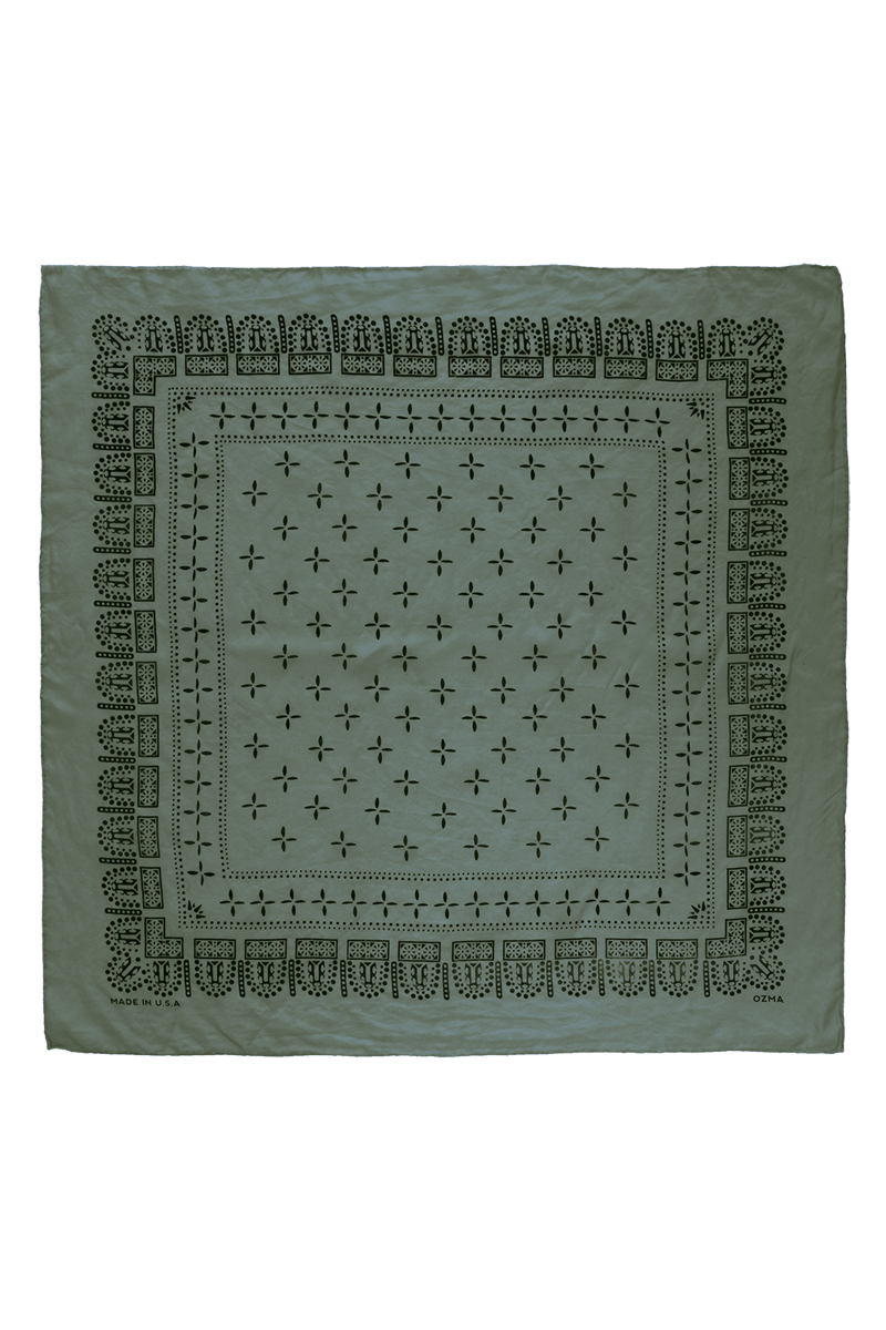1930s Bandana, Regen Silk, Meadow by OZMA, 100% Silk