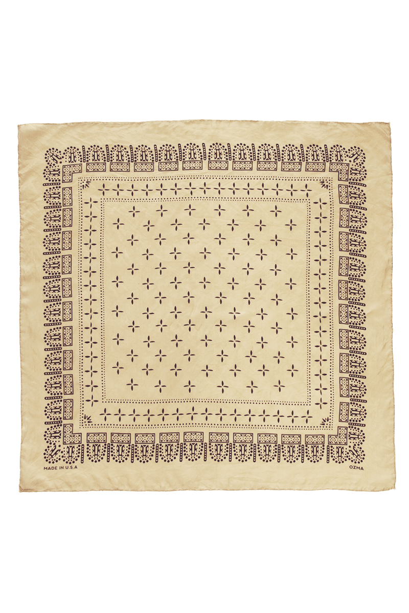 1930s Bandana, Regen Silk, Hay by OZMA, 100% Silk