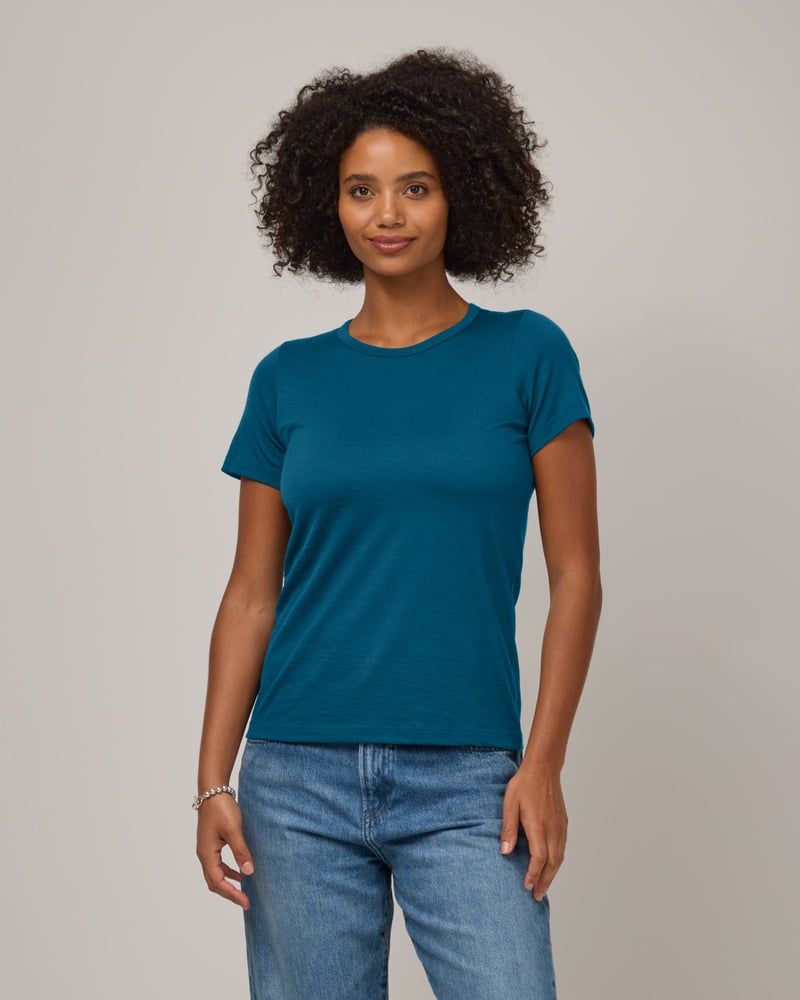 Cara Signature Fitted Tee by Wool&, 78% Wool, 22% Nylon
