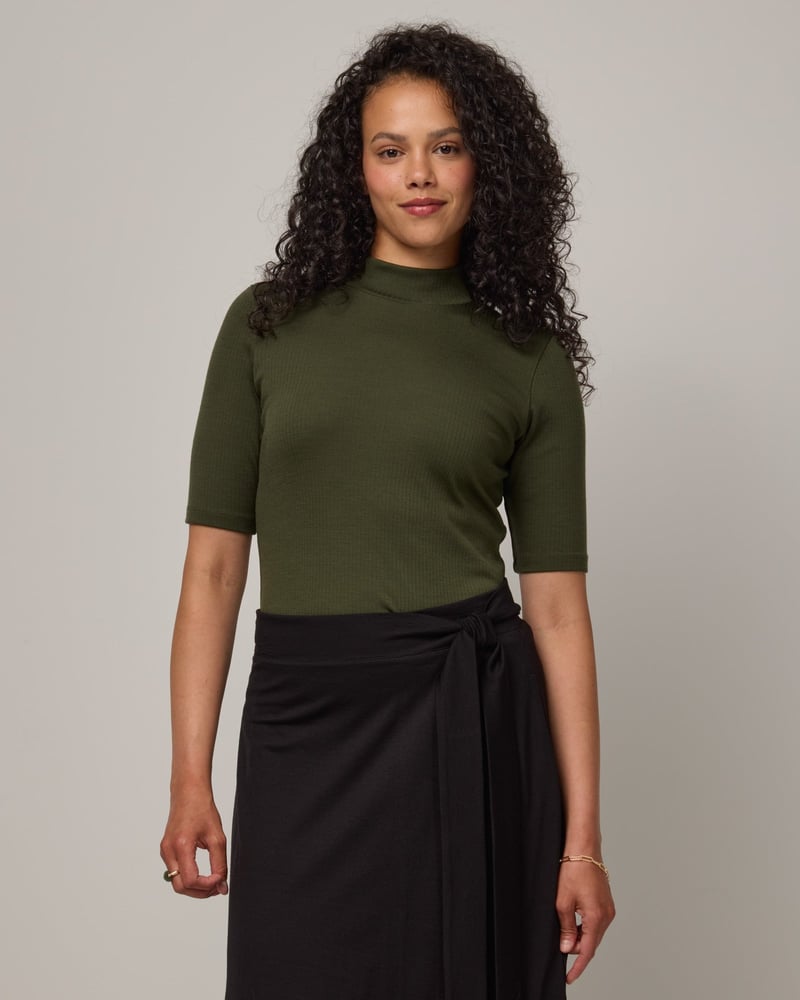 Krystal Mock Neck Top by Wool&, 74% Wool, 26% Nylon