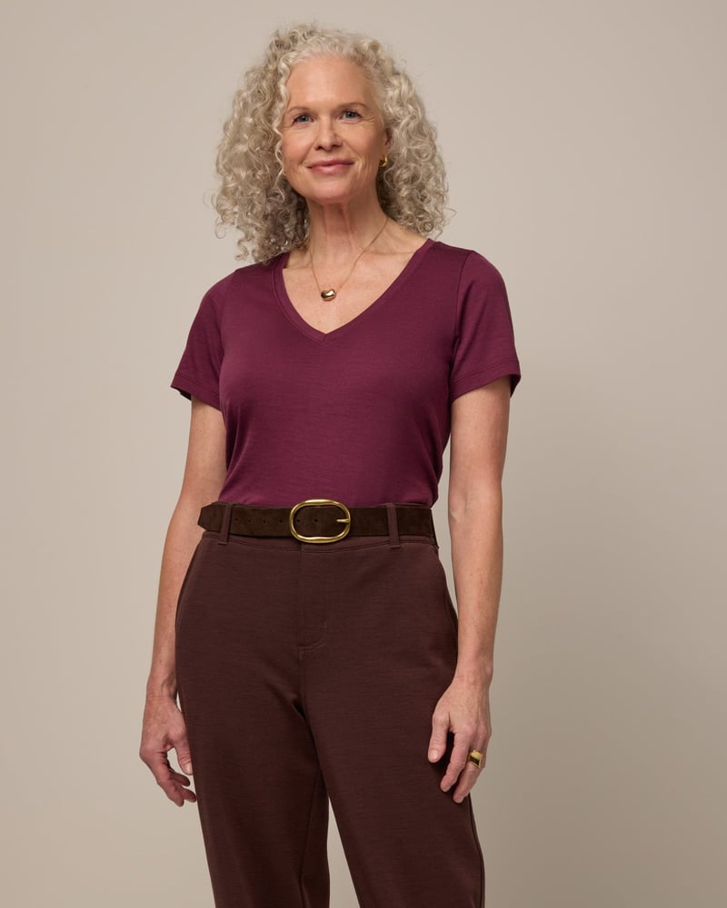 Morgan V-Neck Tee by Wool&, 78% Wool, 22% Nylon