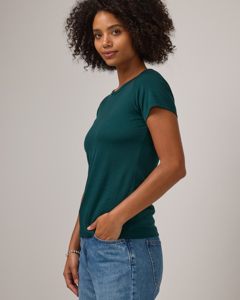 Cara Signature Fitted Tee by Wool&, 78% Wool, 22% Nylon