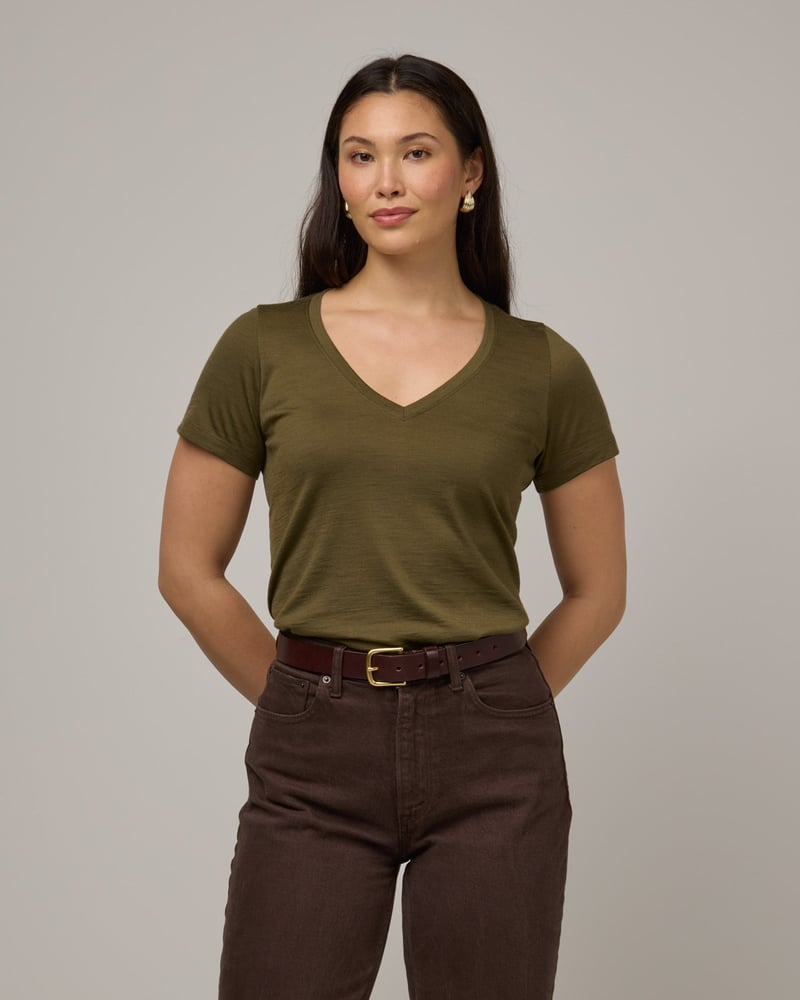 Morgan V-Neck Tee by Wool&, 78% Wool, 22% Nylon