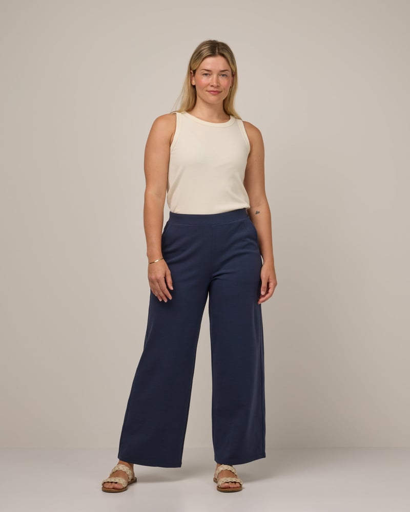 Lane Wide Leg Ponte Pant by Wool&, 71% Wool, 24% Nylon, 5% Elastane