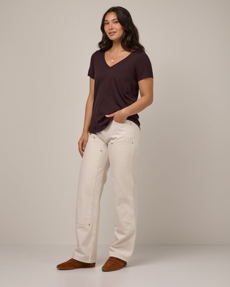Morgan V-Neck Tee by Wool&, 78% Wool, 22% Nylon