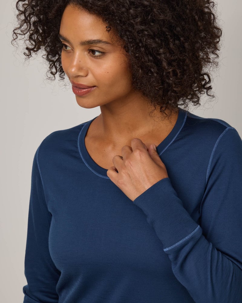 Billie Tonal Stitch Tee by Wool&, 82% Wool, 18% Nylon