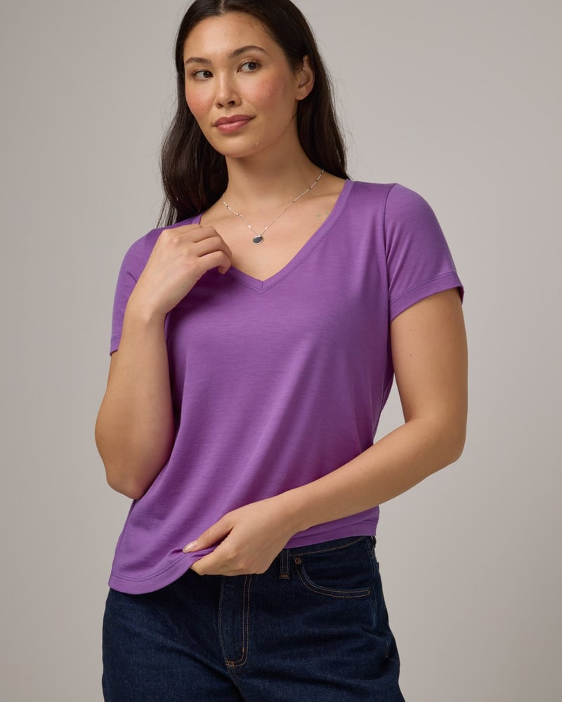Morgan V-Neck Tee by Wool&, 78% Wool, 22% Nylon