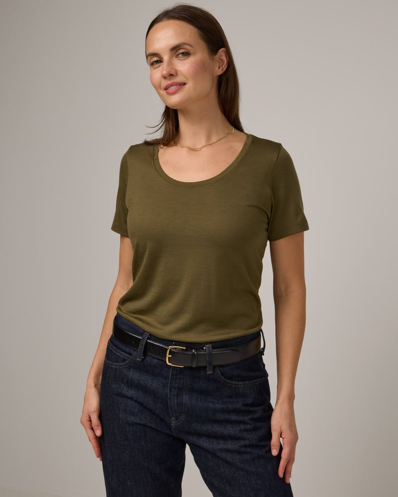 Stella Signature Scoop Neck Tee by Wool&, 78% Wool, 22% Nylon