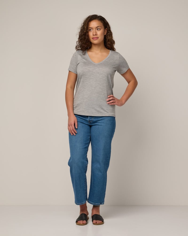 Morgan V-Neck Tee by Wool&, 78% Wool, 22% Nylon