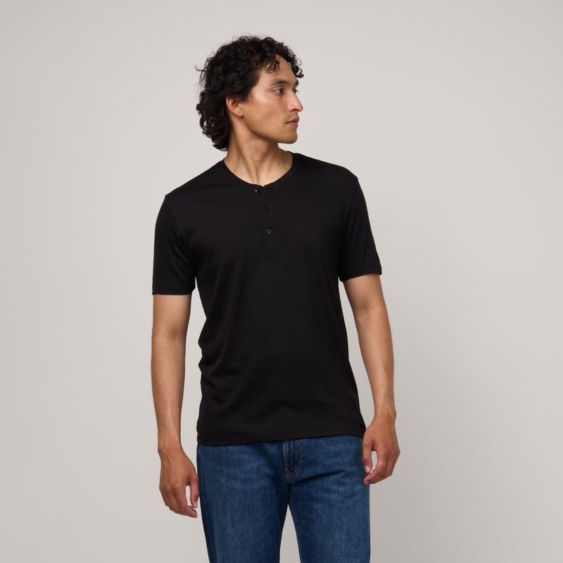 Men's Signature Short Sleeve Henley by Wool&, 78% Wool, 22% Nylon