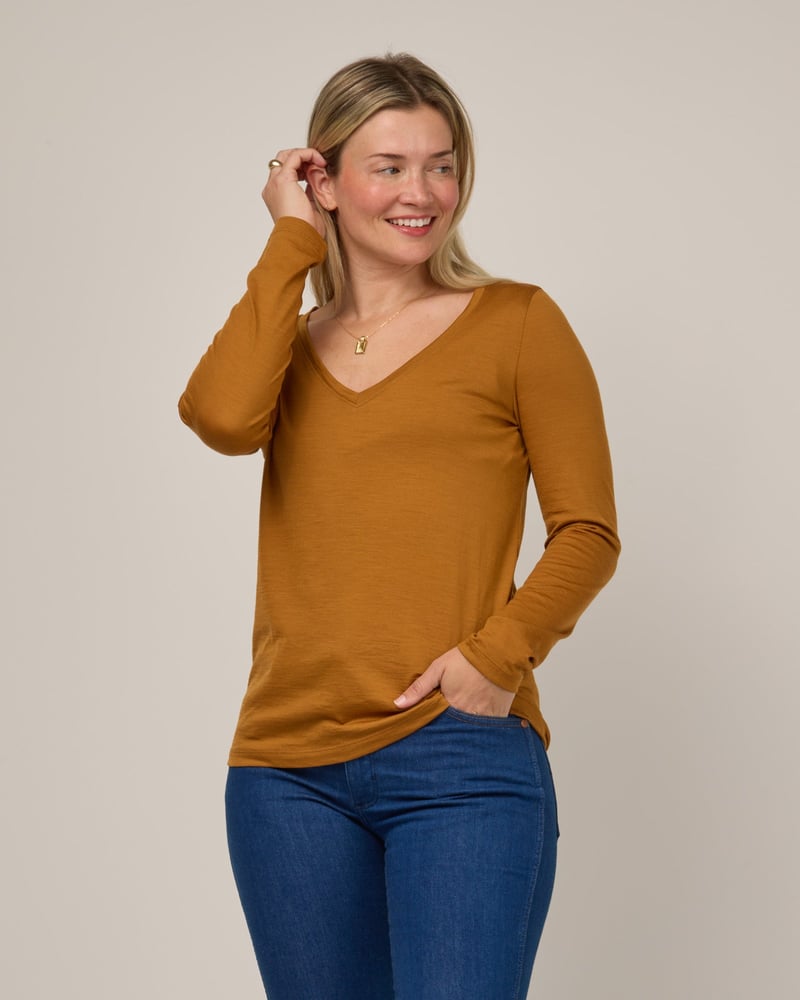 Brenton V-Neck Tee by Wool&, 78% Wool, 22% Nylon