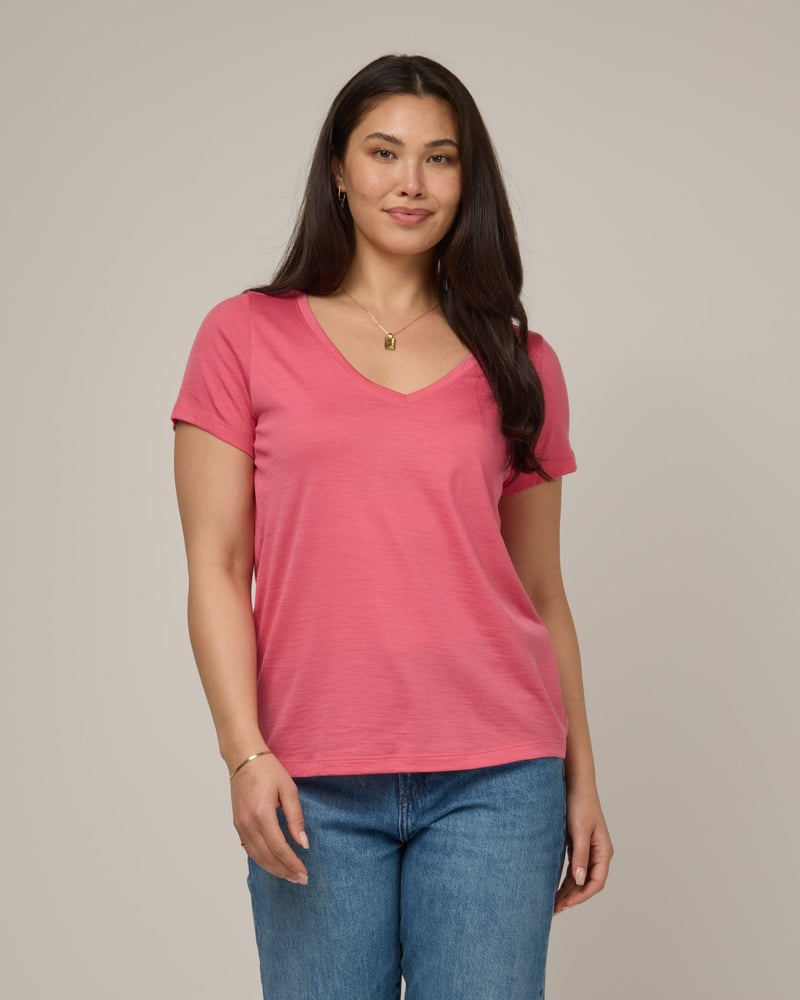 Morgan V-Neck Tee by Wool&, 78% Wool, 22% Nylon