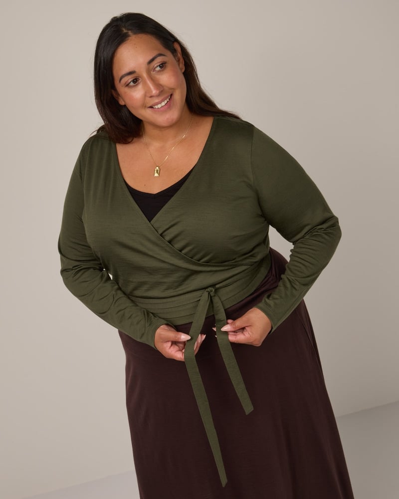 Natalia Wrap Top by Wool&, 78% Wool, 22% Nylon