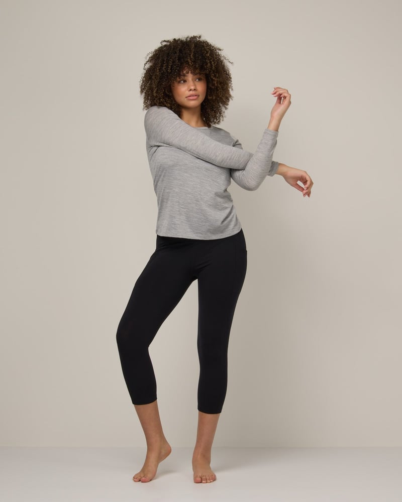 Summit Pocket Crop Legging by Wool&, 68% Wool, 22% Nylon, 10% Elastane