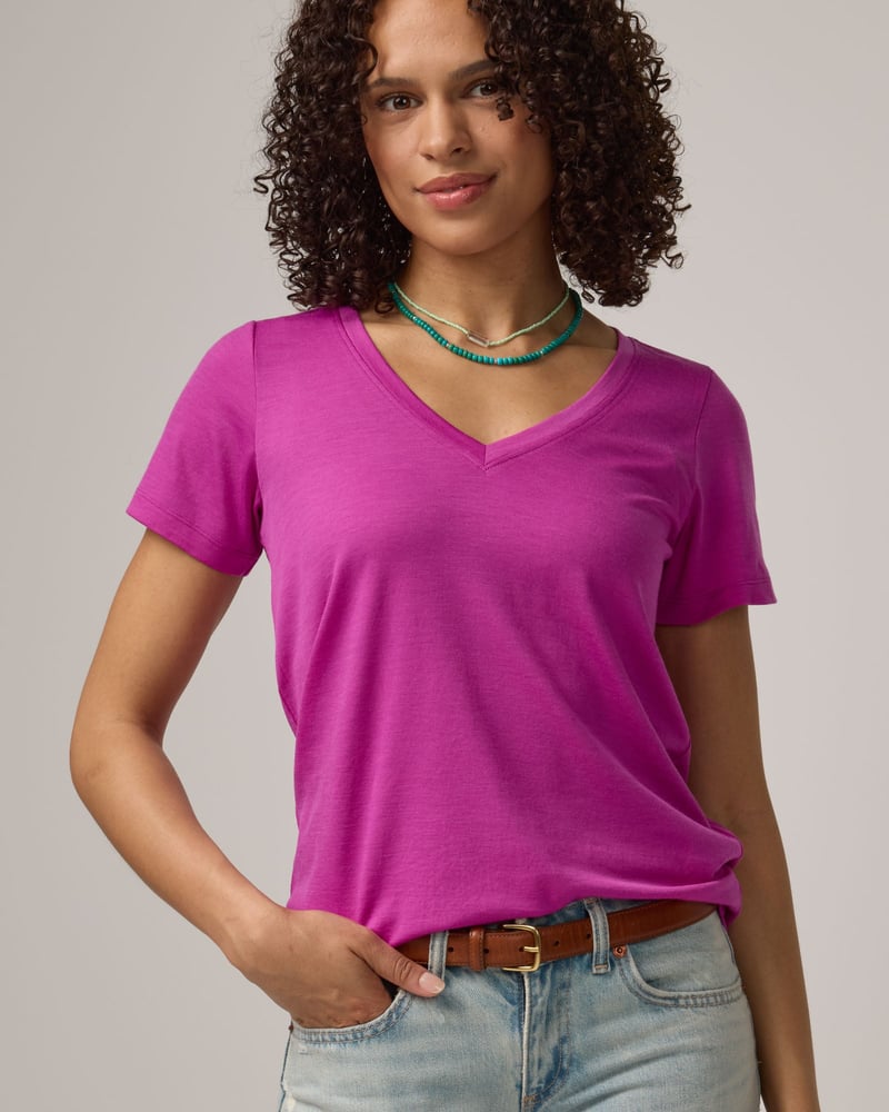 Morgan V-Neck Tee by Wool&, 78% Wool, 22% Nylon