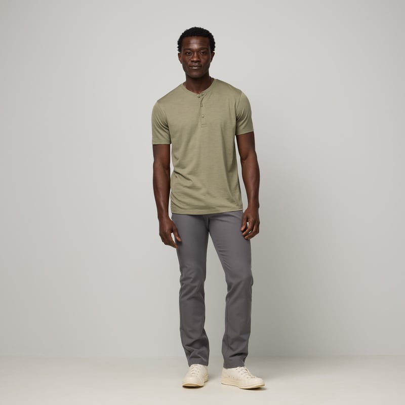 Men's Signature Short Sleeve Henley by Wool&, 78% Wool, 22% Nylon