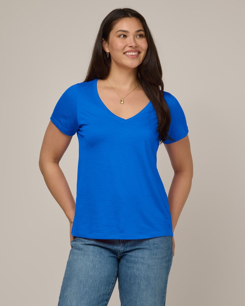 Morgan V-Neck Tee by Wool&, 78% Wool, 22% Nylon