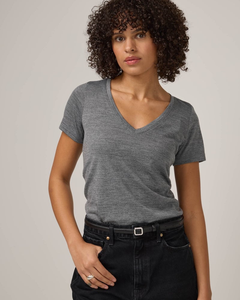 Morgan V-Neck Tee by Wool&, 78% Wool, 22% Nylon