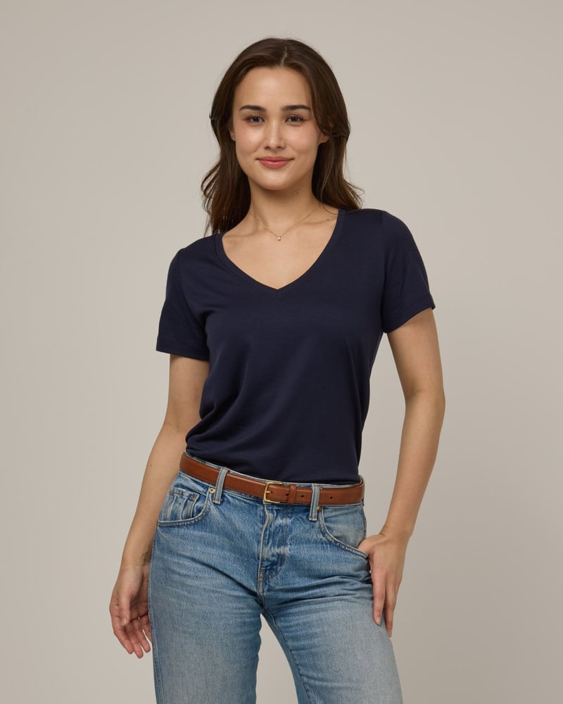 Morgan V-Neck Tee by Wool&, 78% Wool, 22% Nylon