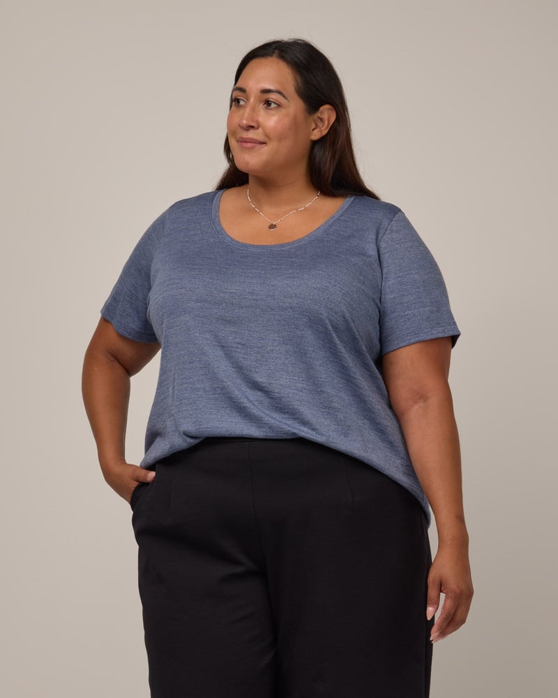 Stella Signature Scoop Neck Tee by Wool&, 78% Wool, 22% Nylon