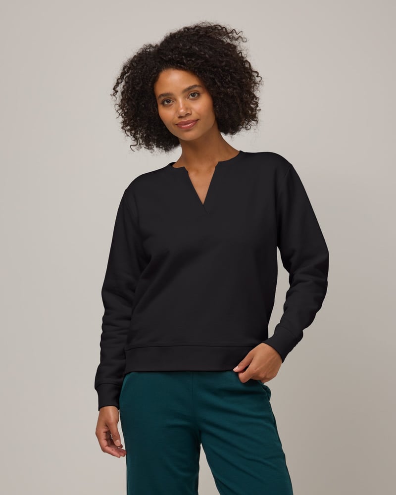 Mika Split Neck Sweatshirt by Wool&, 66% Cotton, 34% Wool