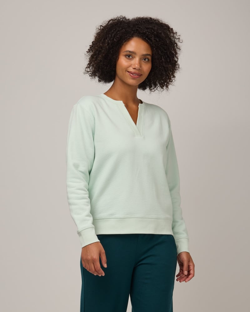 Mika Split Neck Sweatshirt by Wool&, 66% Cotton, 34% Wool