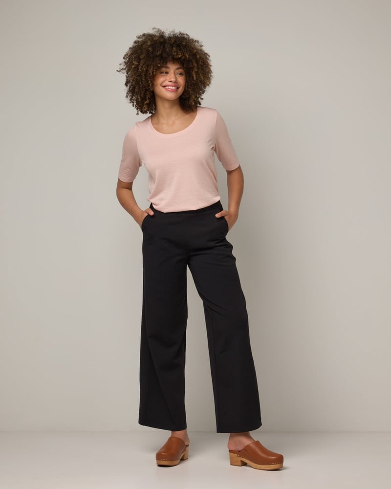 Lane Wide Leg Ponte Pant by Wool&, 71% Wool, 24% Nylon, 5% Elastane