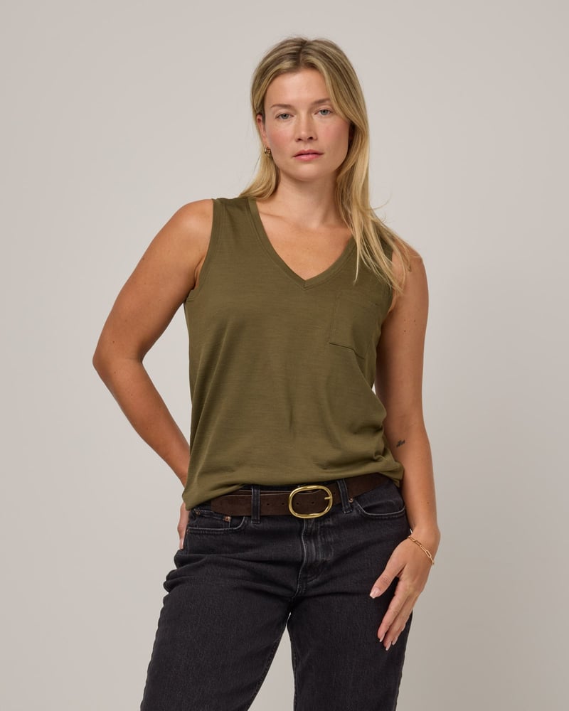 Penelope Pocket Tank by Wool&, 78% Wool, 22% Nylon