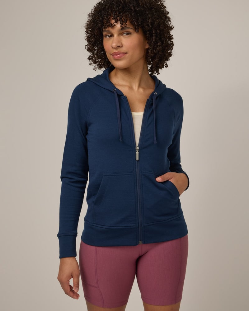 Aspen Full-Zip Hoodie by Wool&, 75% Wool, 22% Nylon, 3% Elastane