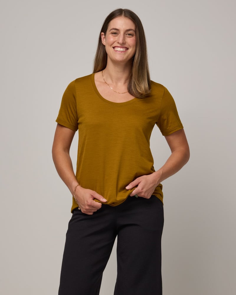 Stella Signature Scoop Neck Tee by Wool&, 78% Wool, 22% Nylon